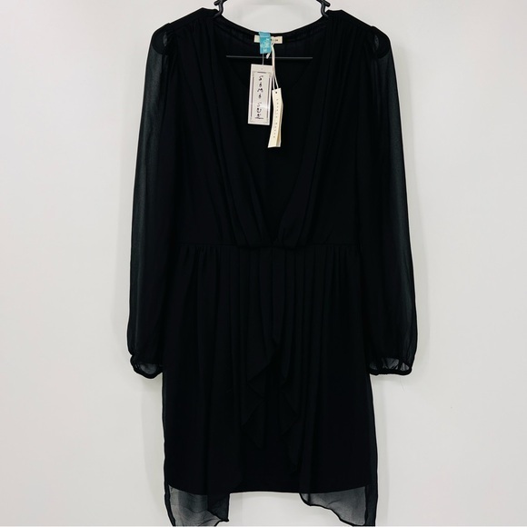 Lovely Royce Dresses & Skirts - Lovely Royce Pleated Little Black Feminine Semi Sheer Mini Dress Size Medium